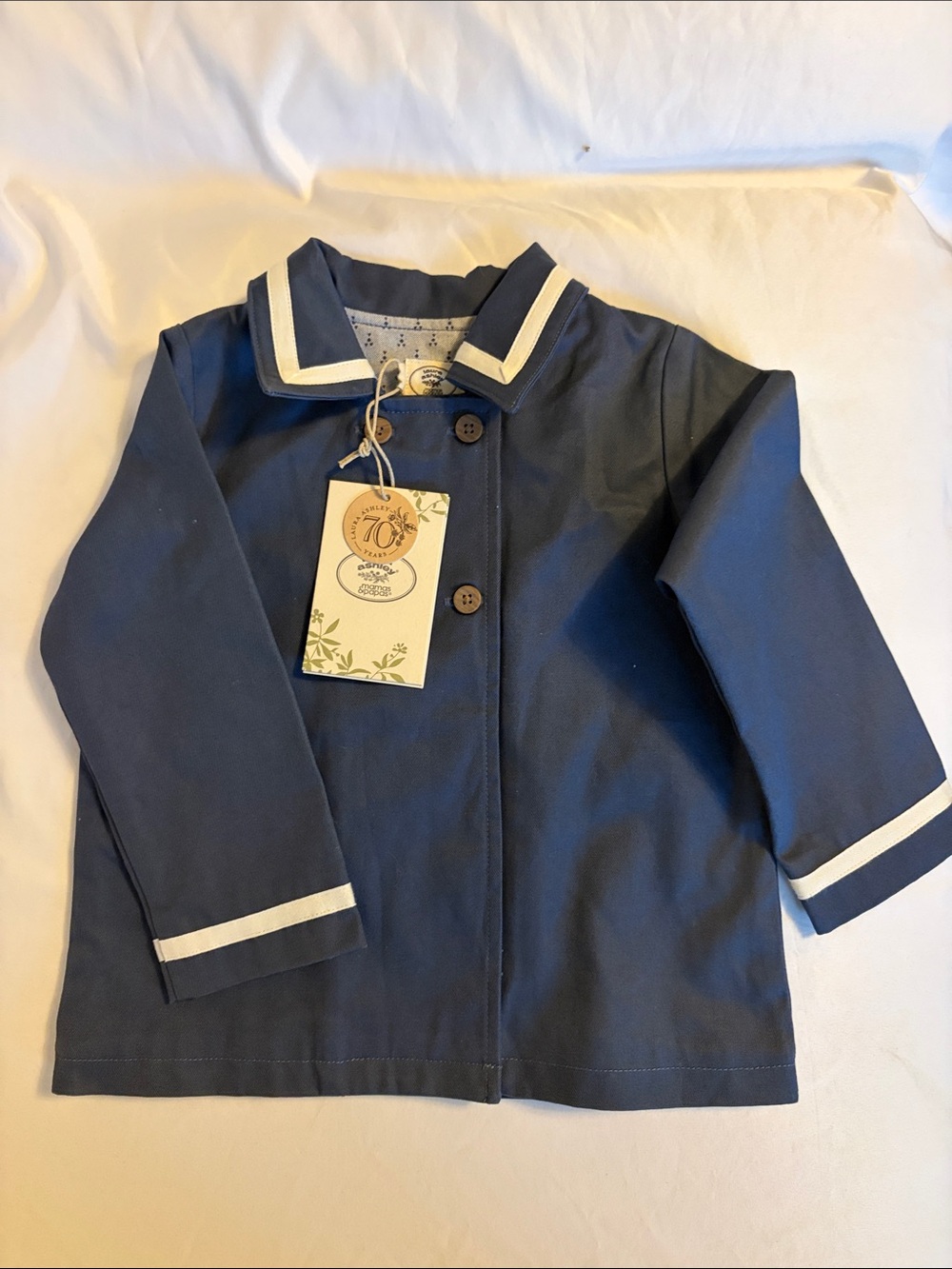 NWT Children's Navy Pea Coat with Contrast white Trim